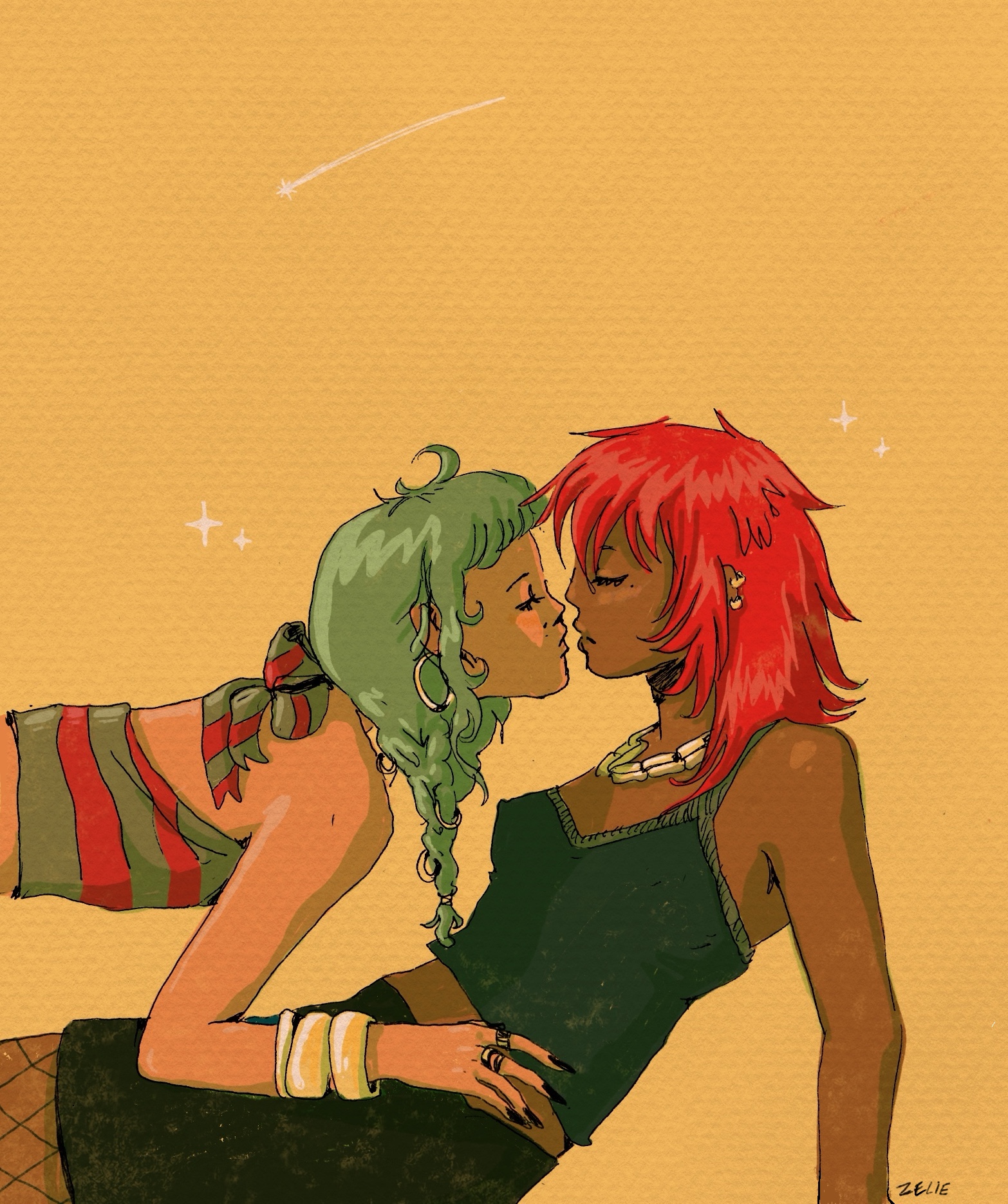 Illustration lesbian Kiss par ZelieGraph